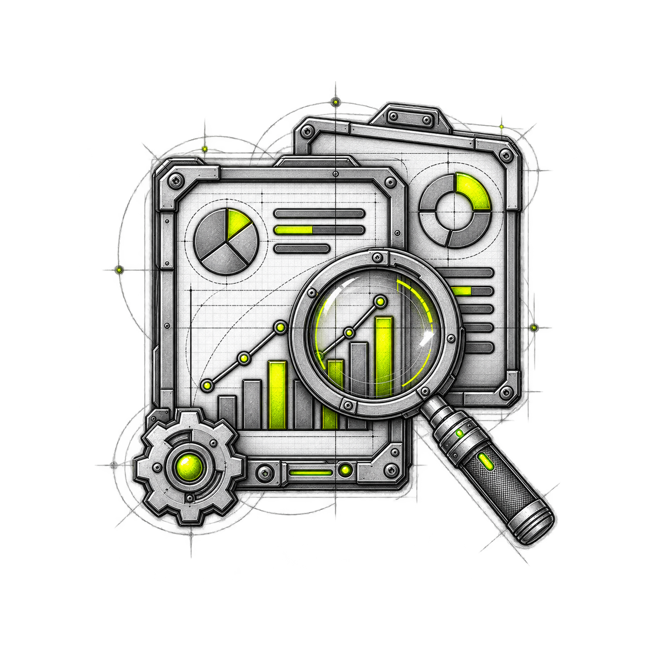 Ilustración técnica sobre datos, información y control